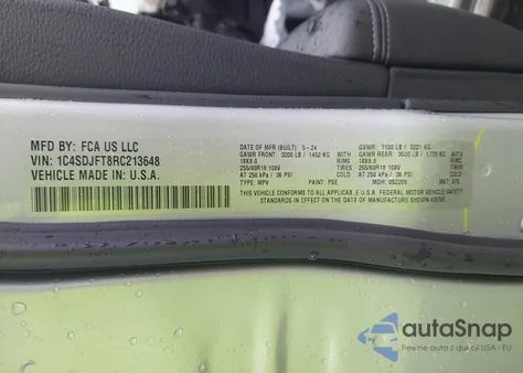 2024 Dodge Durango Pursuit Awd из США, поврежденный, VIN 1C4SDJFT8RC213648